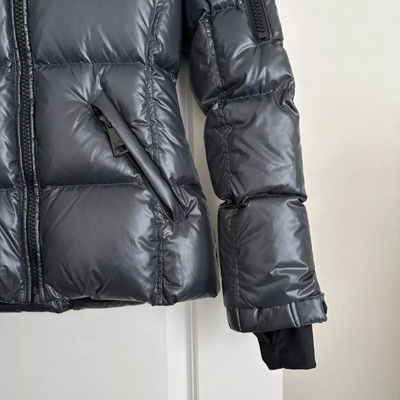 SAM Dark Gray Fur Trim Hooded Down Puffer Coat Size S - Picture 7 of 10
